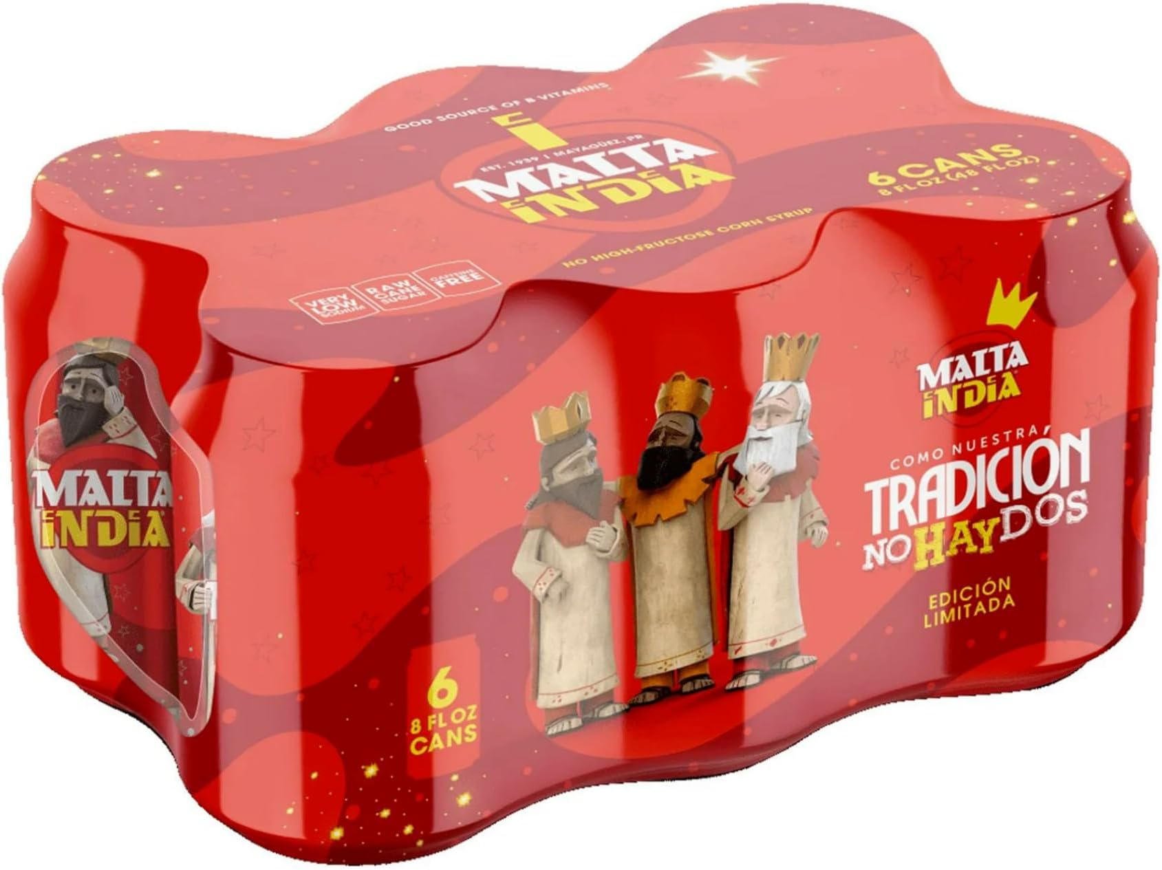 Malta India - Malt Beverage Non Alcoholic Original from Puerto Rico, 8 Ounce (Pack of 6) - Packaging may vary