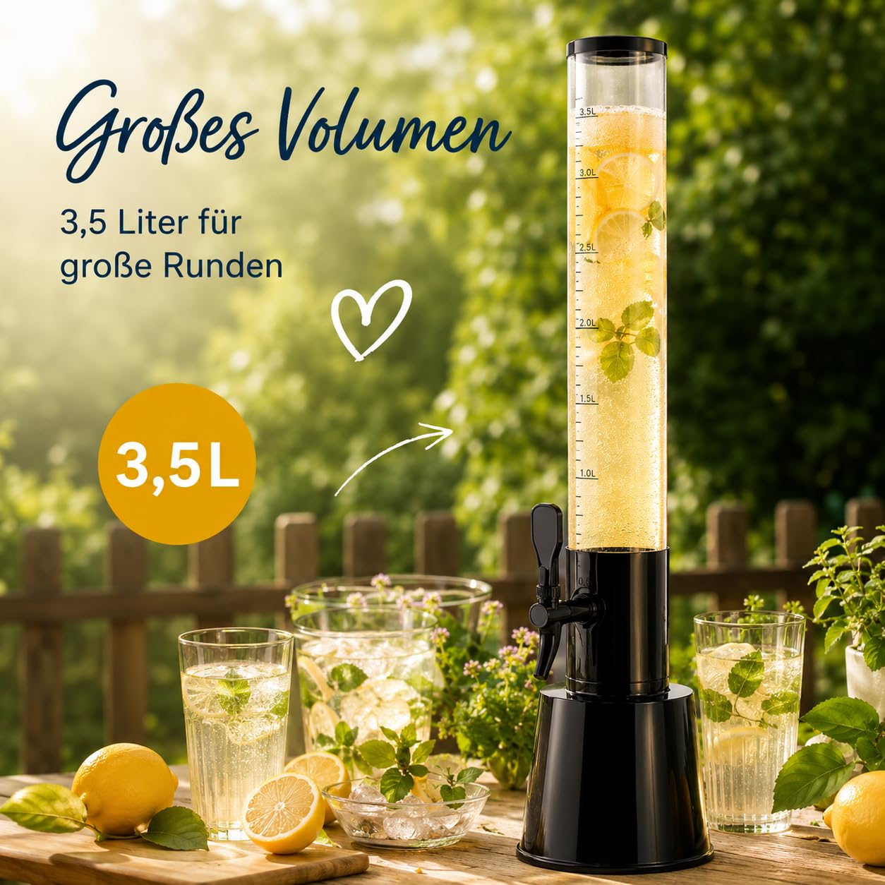 HLKauf Biersäule 3L Trinksäule 2er Set Party Bier Zapfsäule Getränkesäule mit Zapfhahn XXL Getränkespender & HLKauf-Block