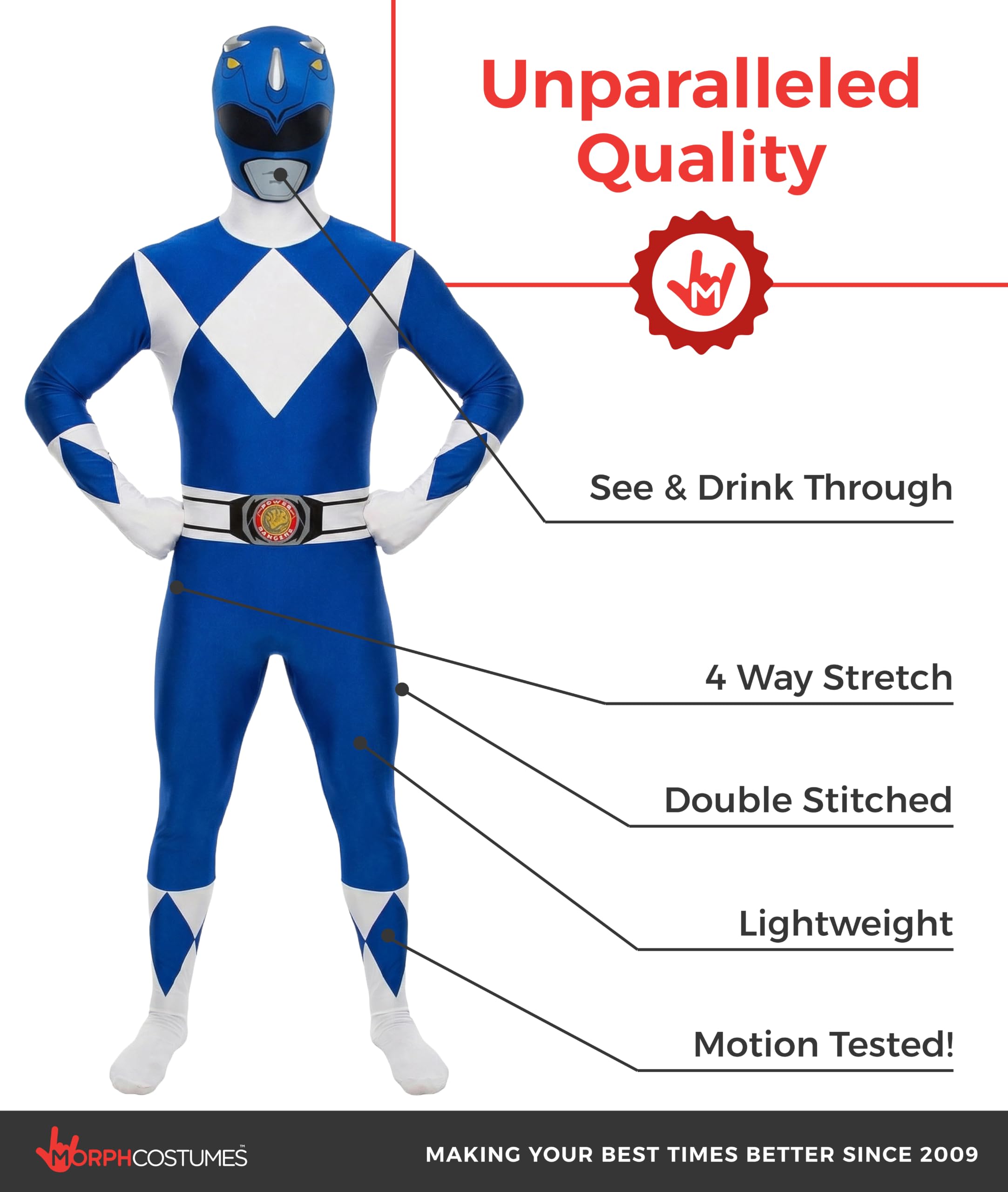 Morphsuits Kostium Power Rangers, kostiumy na Halloween dla mężczyzn