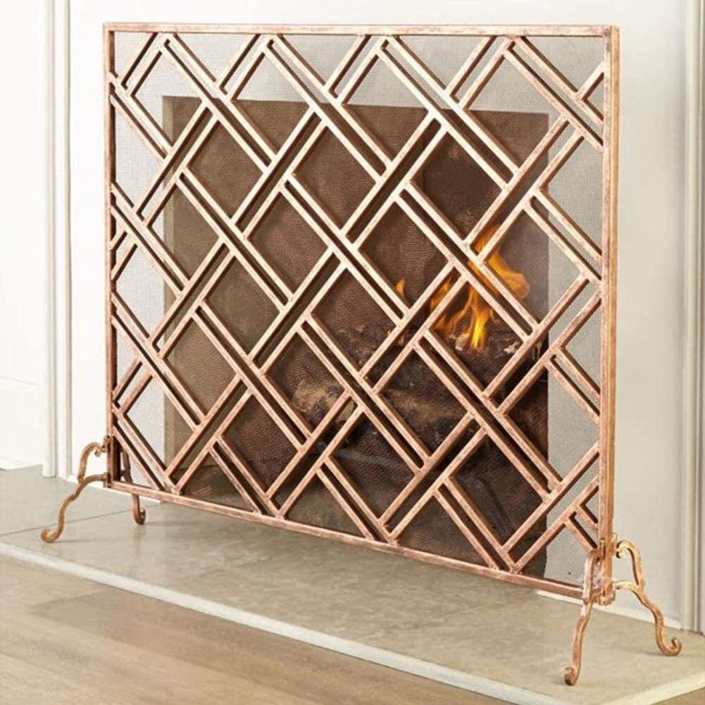 Kaminschutzgitter, Kaminschutzgitter 43,3 Zoll breit mit Vintage-Gold-Finish, robuster Kaminschutzzaun aus Eisen – Wohnzimmer
