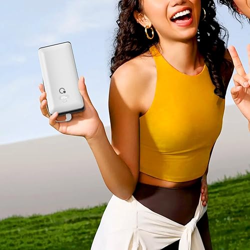 Miniatura 5 de Brand Q Cargador portátil de 10000 mAh con cables integrados y enchufe de pared de CA, cargador USB C de carga rápida con 3 cables, batería externa