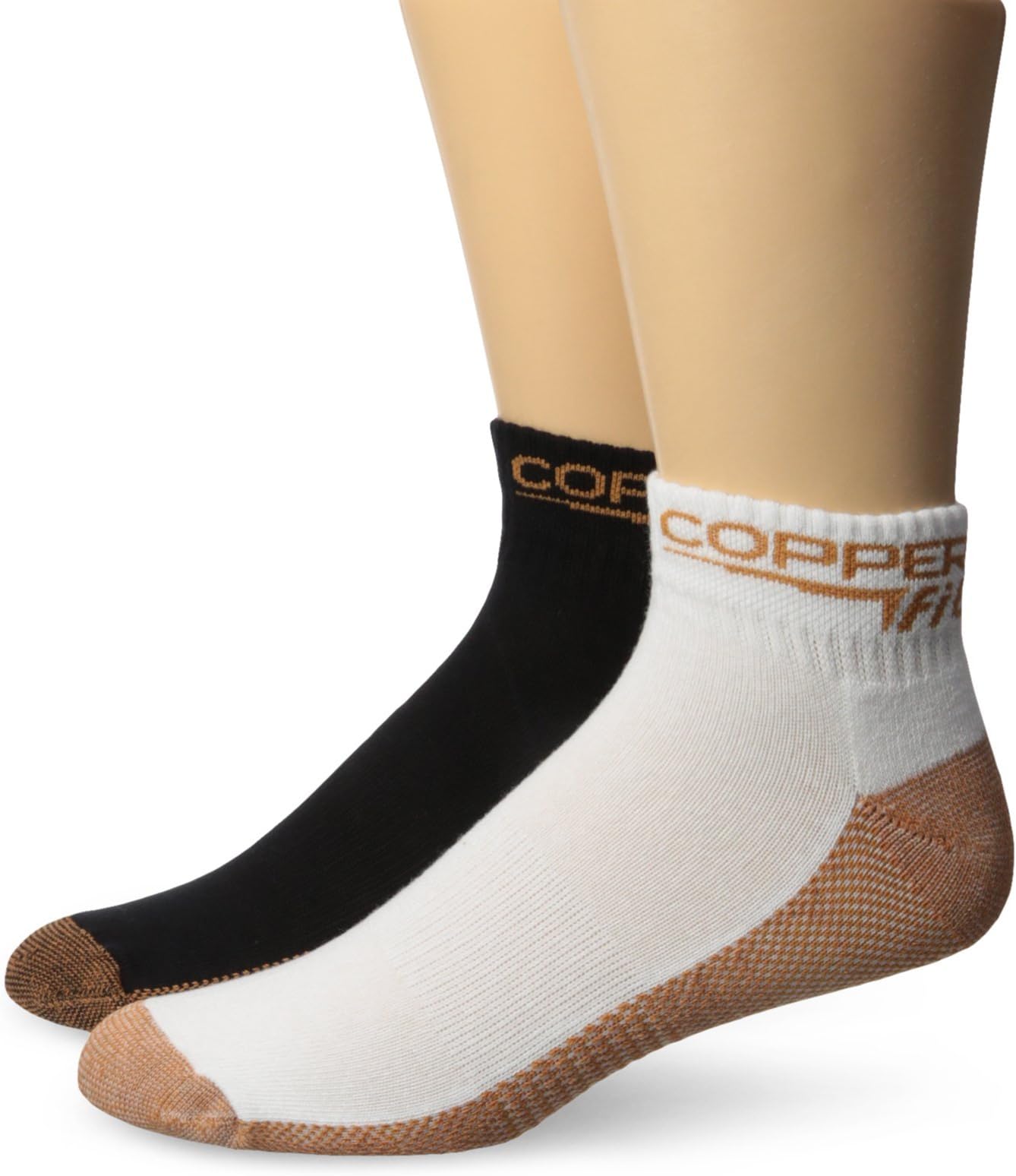 Copper Fit Ankle Sports Socks - Large - Black & White (2 Pair)