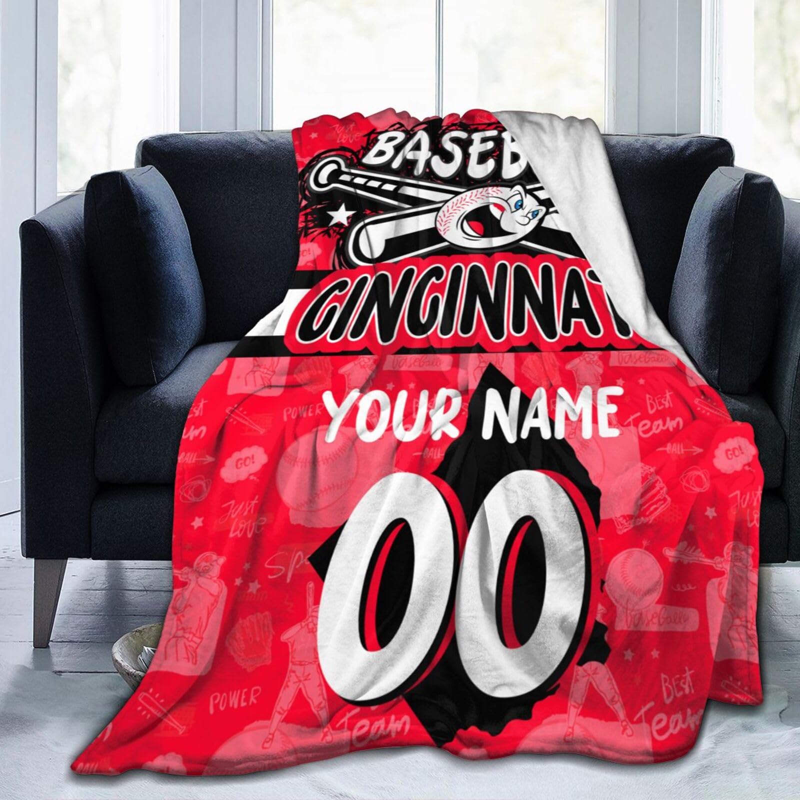 Custom Blanket,Personalized Name Number Flannel Throw Blanket for Bed Decor Couch Sofa,Soft Lightweight Travel Blanket for Men Women Fans