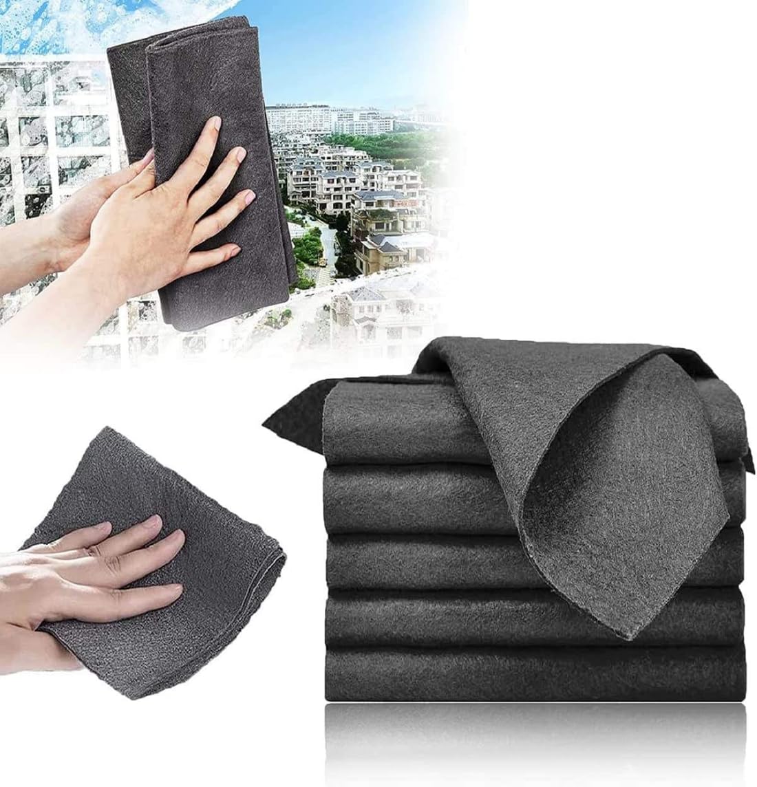 BLAGO 3 Pack Thickened Magic Cleaning Cloth, Reusable Microfiber Glass Cleaning Cloths, 30X30 CM Lint-Free Cloth Streak-Free Miracle for Tea Towels, Cars, Window, Mirror Glass