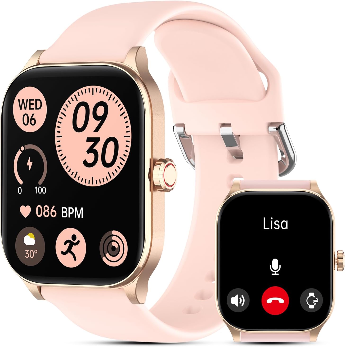 Smart Watch for Men Women(Answer/Make Call), Smartwatches with Heart Rate/SpO2/Sleep/Stress Monitor, IP68 Waterproof Activity Tracker for Android iPhone, 100+ Sports Fitness Watch (Pink, 1.85″)