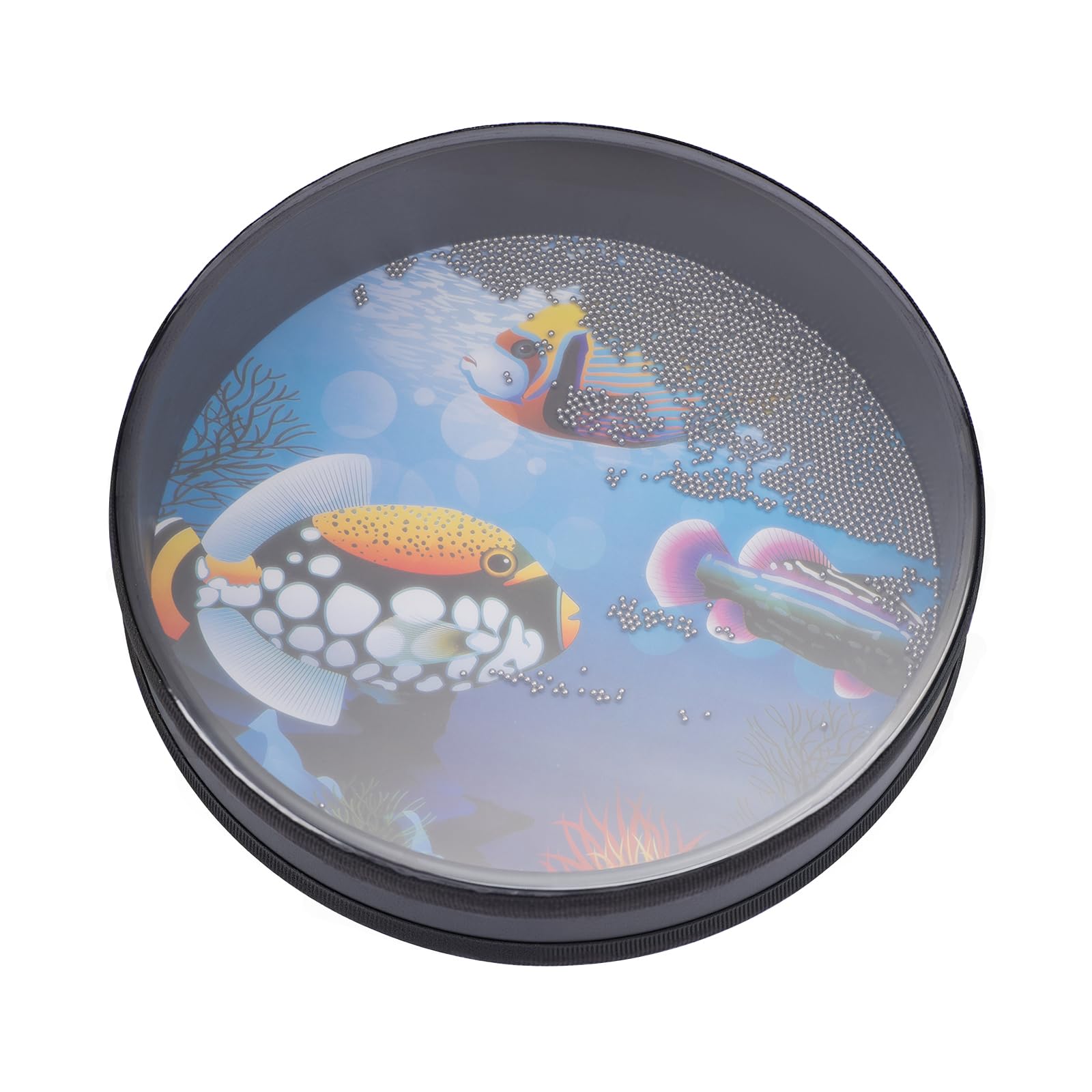 Tamburo Oceanico da 25cm Ocean Drum Tamburo Ondulato Tamburo Marino a Percussione Strumento Musicale a Tamburo Oceanico Riempito con Sfere d'acciaio