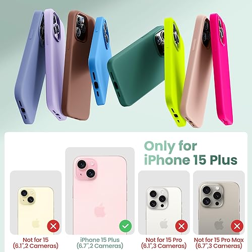 Miniatura 2 de Cordking Funda diseñada para iPhone 15 Plus, de silicona, ultra delgada, a prueba de golpes, con forro de microfibra antiarañazos, 6.7 pulgadas,