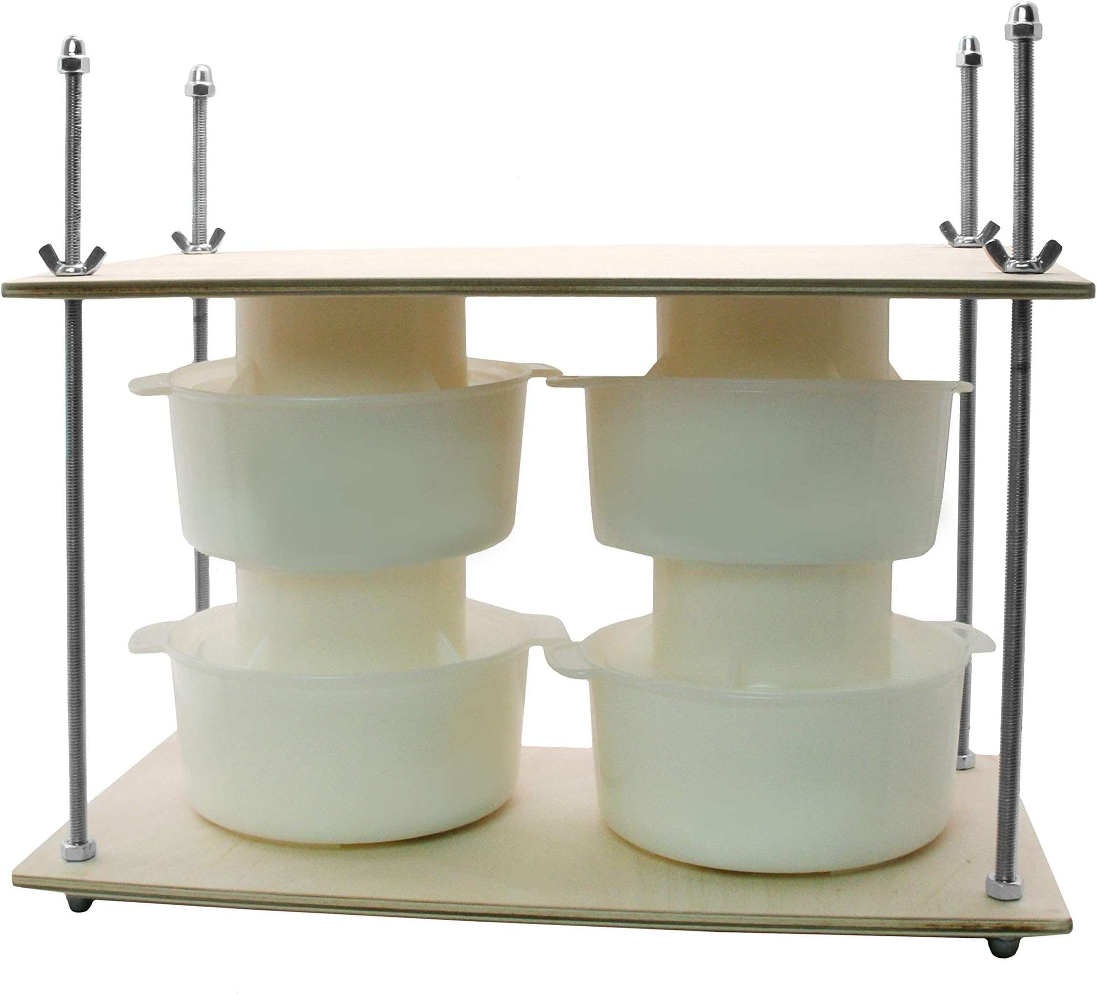 Wooden Cheese Press for Making Supplies - 16in Metal Guides, 13in Mold With Follower Piston, 1.3Qt - Ultimate Home Cheese Press - Prensa Para Queso