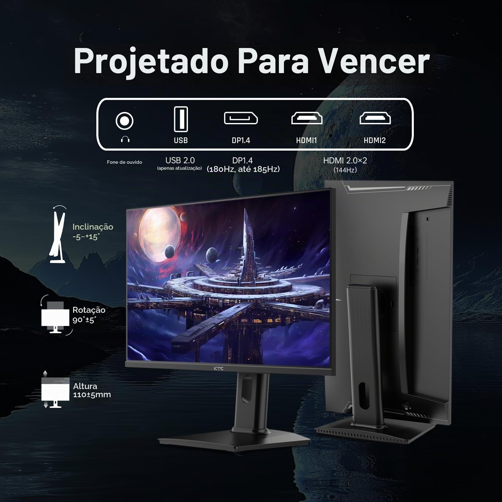 KTC Monitor de jogos QHD 180Hz de 61 cm, IPS rápido 1440p, H24T7 KTC Monitor de jogos QHD 180Hz de 61 cm, IPS rápido 1440p, H24T7