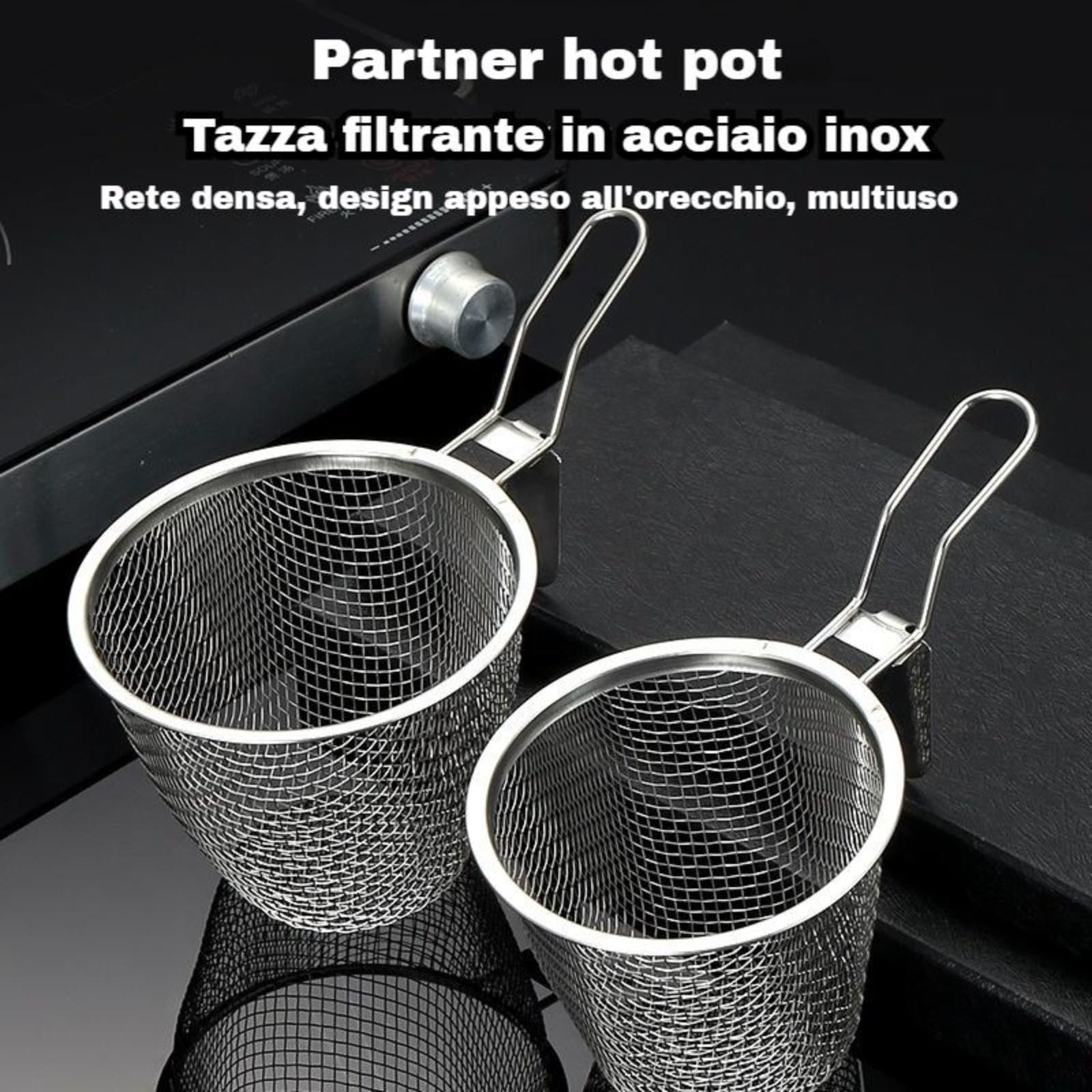 Cestello Per Pasta Separati in Acciaio Inox,Scolapasta in Acciaio Inox Con Manico,Cuoci Pasta a Scomparti Con Divisori,Colino a Maglia Fine Per Pentola Calda, Per Scolare Pasta e Verdure (1 PCS