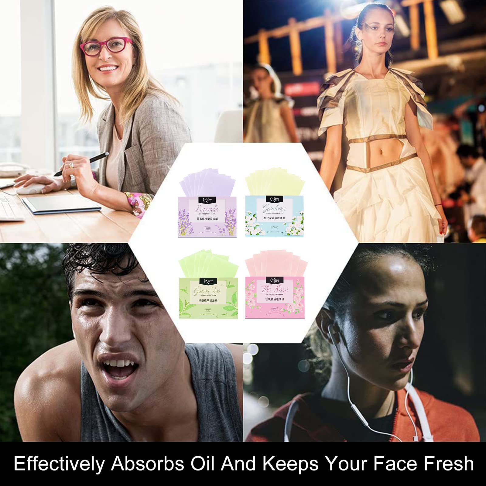 Papel absorbente de aceite facial,400 Papel Secante de Aceite,Hojas de toallas de papel absorbentes de aceite natural, película de papel absorbente de aceite facial de tejido para hombres y mujeres