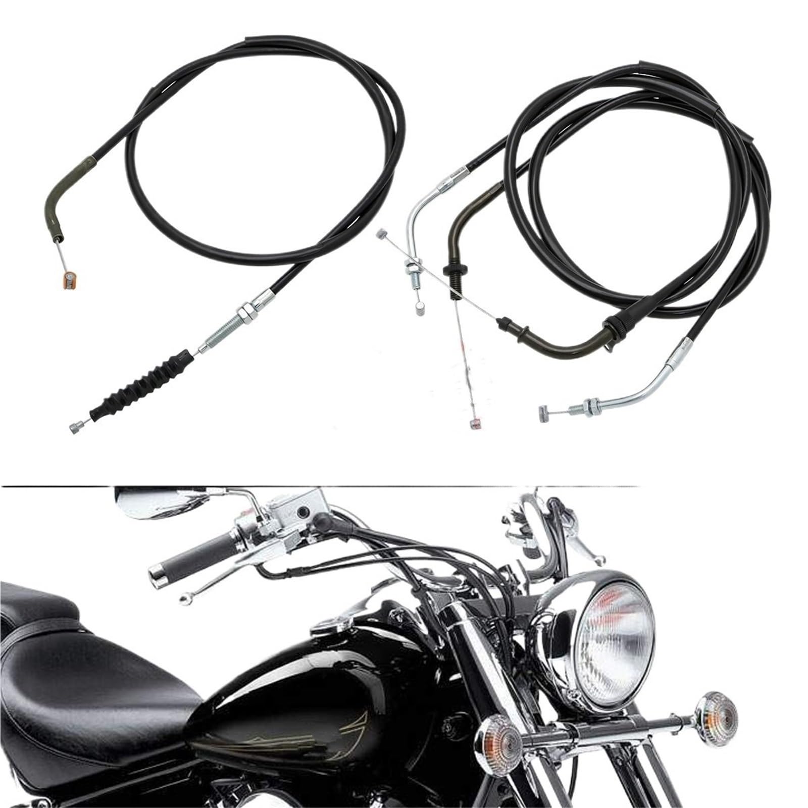 Cables de acelerador para moto Ajuste para Yamaha Vstar Drag Star DS400/650 XVS400 XVS650 1998-2012 Cable de embrague motocicleta y línea Cables acelerador(3Pcs Set Cable)