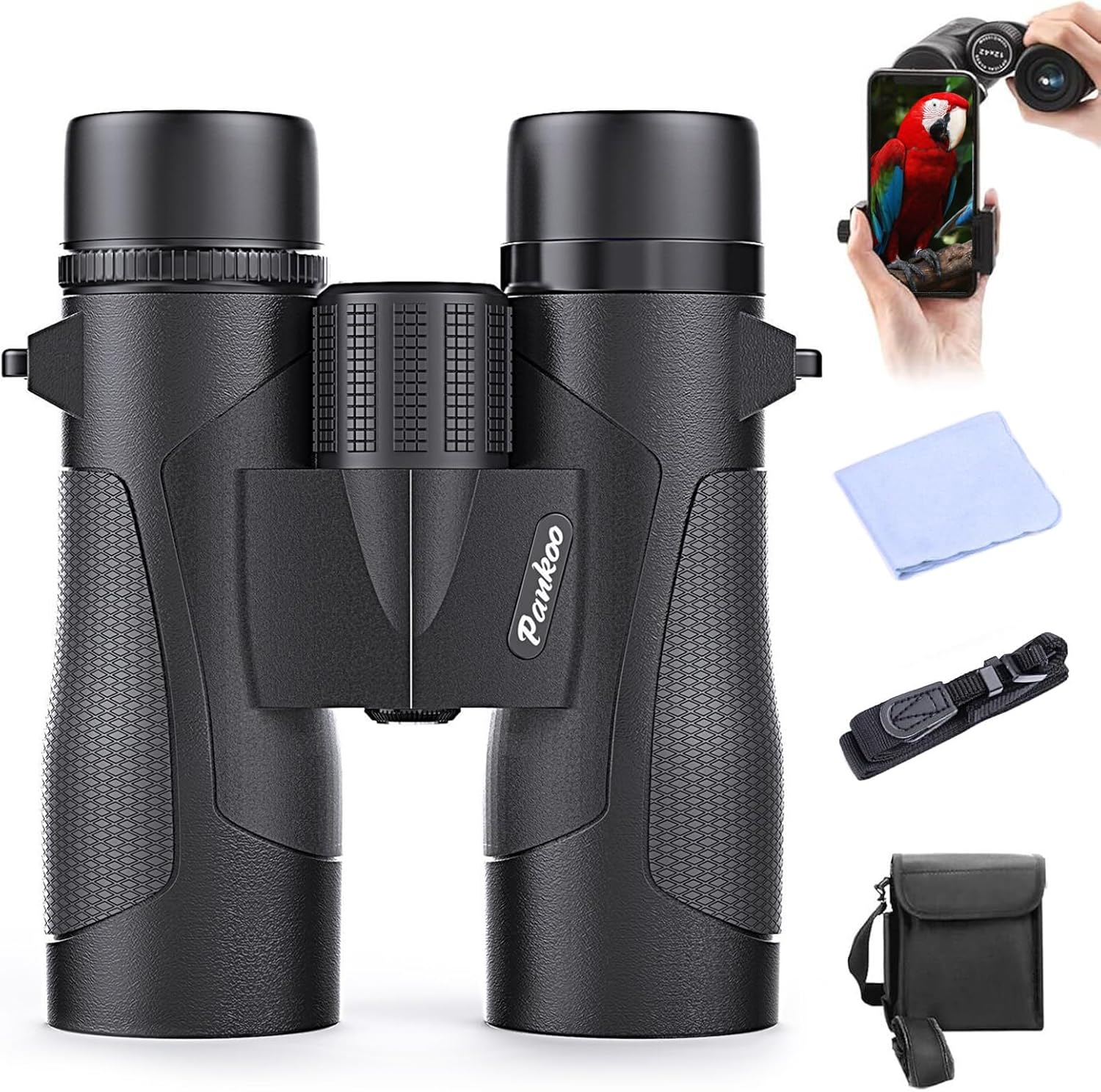 12x42 Roof Prism Binoculars for Adults -Large Eyepiece High Power Waterproof with Low Light Night-Professional HD Binoculars for Bird Watching Hunting Sports-BAK4 FMC Lens with Strap Carrying Bag