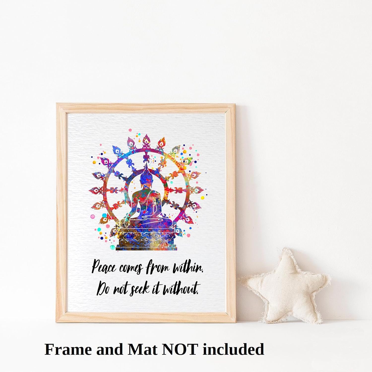 Dignovel Studios 11X14 Unframed Wheel of Life Buddhism Wisdom Quote Peace Comes From Within Positivity Affirmation Watercolor Art Print Poster Wall Hanging Decor DN864