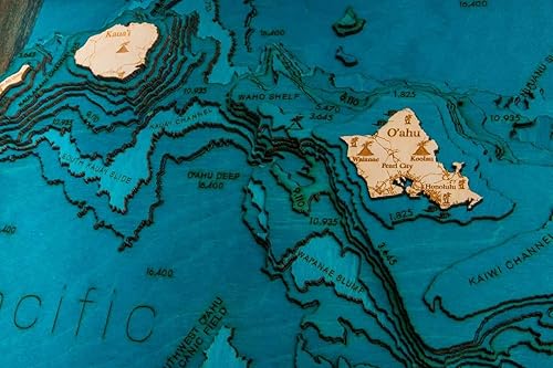 Miniatura 2 de Mapa de madera 3D de las islas hawaianas, grande, 24 pulgadas de largo x 31 pulgadas de ancho