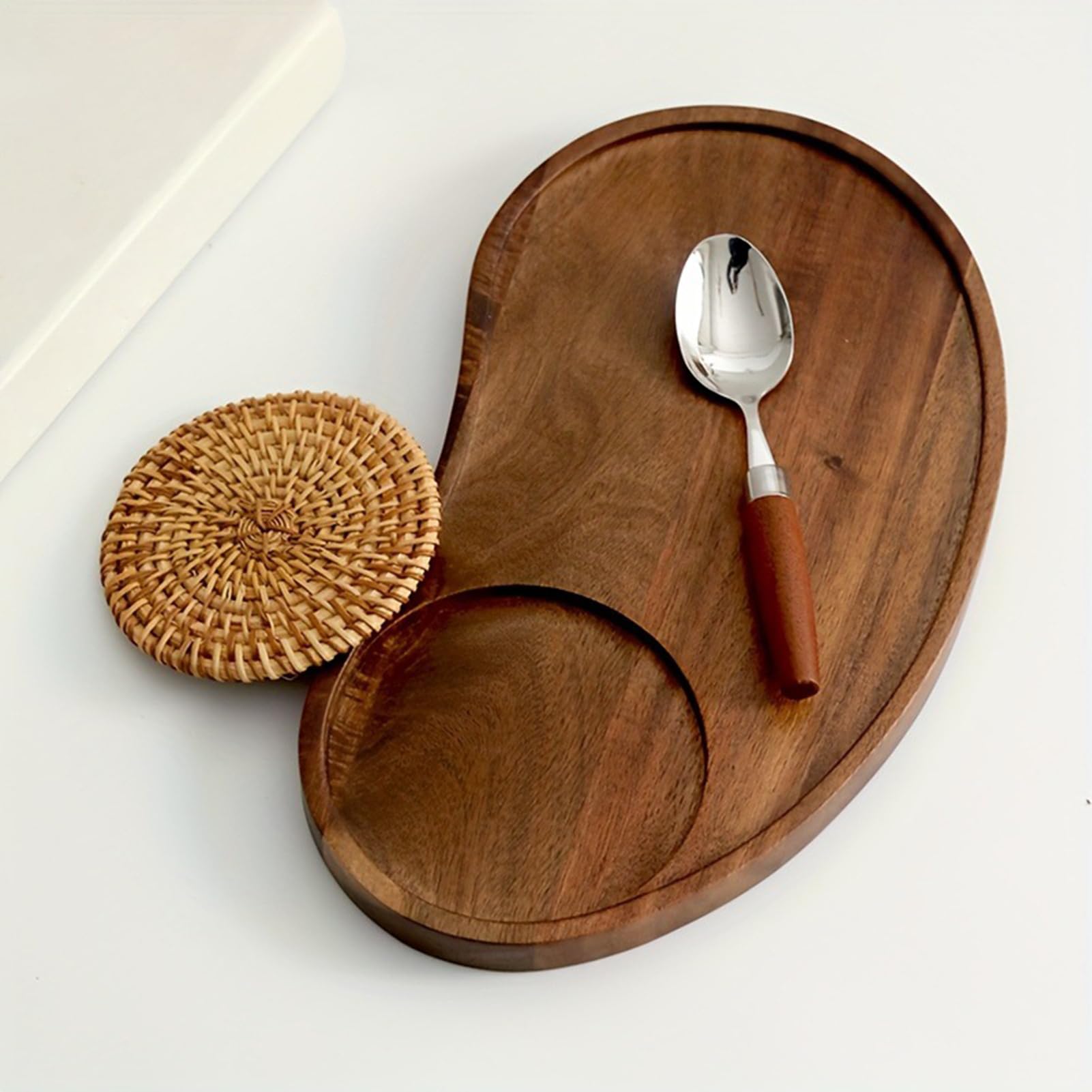 Bandejas Decorativas para Mesa De Centro Tablas De Servir De Madera | Bandeja de Desayuno Para Hogar, Mesa, Cafetería, Desayuno Y Almuerzo, Patio, Aperitivo, Y Té De La Tarde