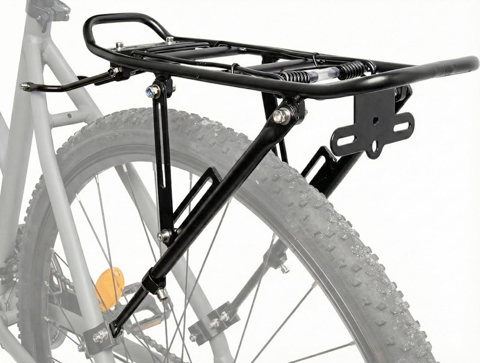 Portapacchi Bici Posteriore Universale in Alluminio · Regolabile per Ruote 20"-29" · Compatibile MTB, City Bike e Gravel · Robusto e Leggero · Supporto per Borse e Carico