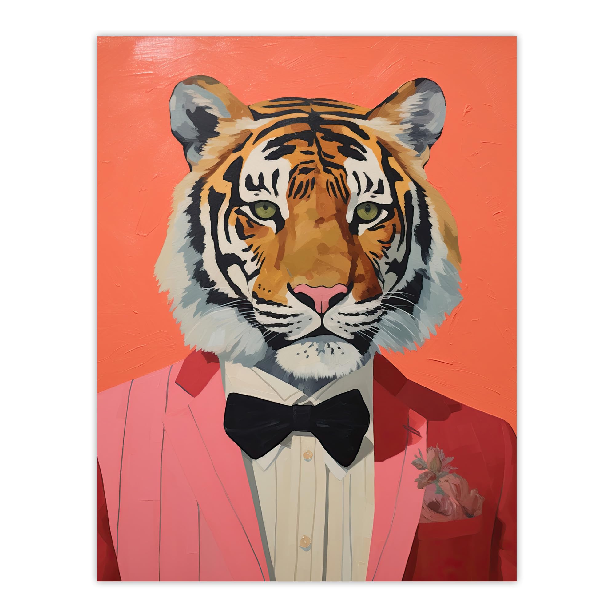 Wee Blue Coo Dressed To Kill Tiger Fun Animal Portrait Extra Large XL Wall Art Poster Print