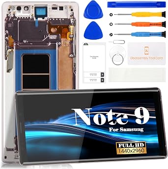 OLED for Samsung Galaxy Note 9 LCD Screen Replacement for Samsung Galaxy Note 9 Display Screen SM-N960F Touch Digitizer Assembly Repair Parts with Frame with Fingerprint Lavender Purple
