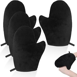 4 Pieces Gloves Brown Brown Glove Applicator Brown Glove Applicator Reusable Tan Gloves Black Double Sides Tan Applicator Mitt Sunscreen Gloves for Tanning Cream