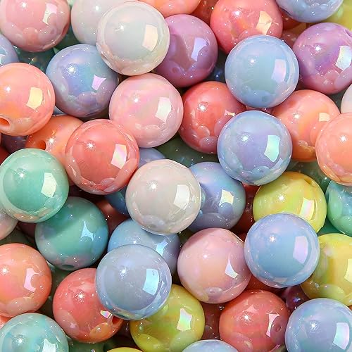 Miniatura 8 de Cuentas acrílicas de 0.631 pulgadas (0.630 in), cuentas de colores, cuentas redondas multicolor para hacer joyas de bricolaje (cuentas de estrella)