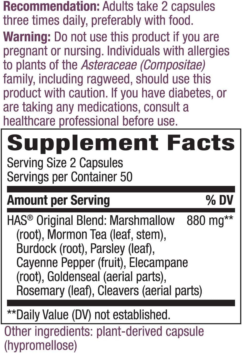 Nature's Way HAS Original Blend, 9 Herbs, 100 Vcaps
