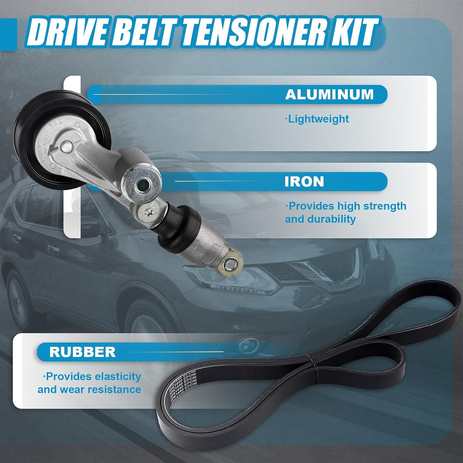 Drive Belt Tensioner Kit Replacement for Honda Accord 2013-2017, CR-V 2015-2017, Civic 2016-2017, for Acura TLX 2015-2017 - Engine Serpentine Belt & Pulley 311105LAA02 7PK1440 31170-5A2-A03