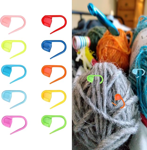 50PCS Stitch Markers Knitting, Colorful Knitting Stitch Markers Knitting Markers Stitch Markers Clips for Beginner to Expert Knitters and Crocheters Locking for Marking The Number of Stitches