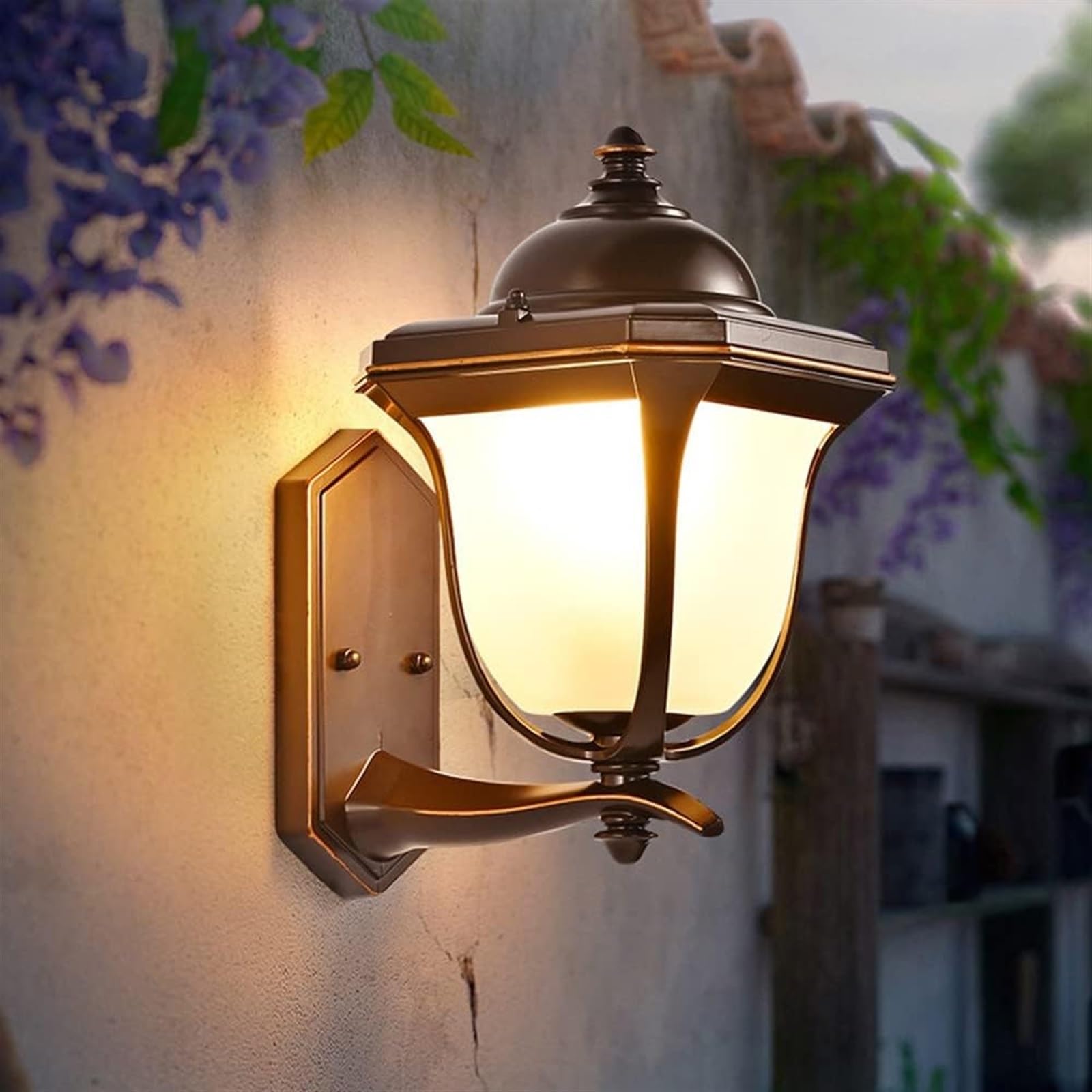 Applique Murale extérieure étanche Style rétro, Lampe Murale d'extérieur avec Abat-Jour en Verre pour Jardin, Porte d'entrée, terrasse, Garage
