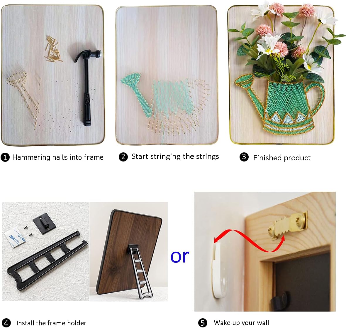 Marynee DIY String Art Craft Kit for Adults,Teens,Beginner,Kids.Include All Necessary Accessories and Frame , Adults Crafts Kit, Home Wall Decorations Unique Gift(Vase 9.8 X 13.4 inch）
