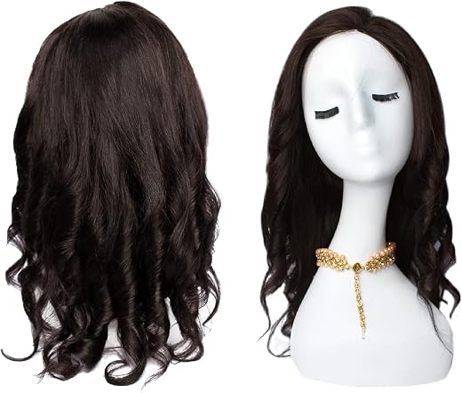 Fully 100% Human Hair Full Head Wig with Curly Hairs for Women (Front Lace, Brown)