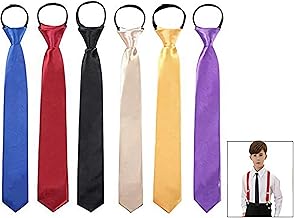 Boy's Tie Zipper Solid Bow Ties for Boy with Adjustable Knot Pre-Tied Wedding Club Suit Business Tie 8-14 Years, multicoloured