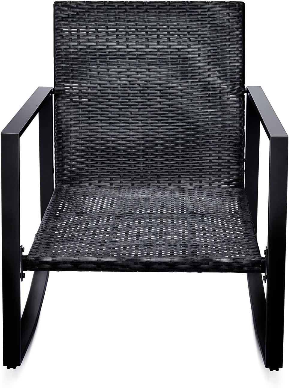 3 Pieces Patio Bistro Sets, Outdoor Furniture 3 Piece Conversation Bistro Set Rocking Chairs and Table, Blue Cushion for Yard Garden Poolside