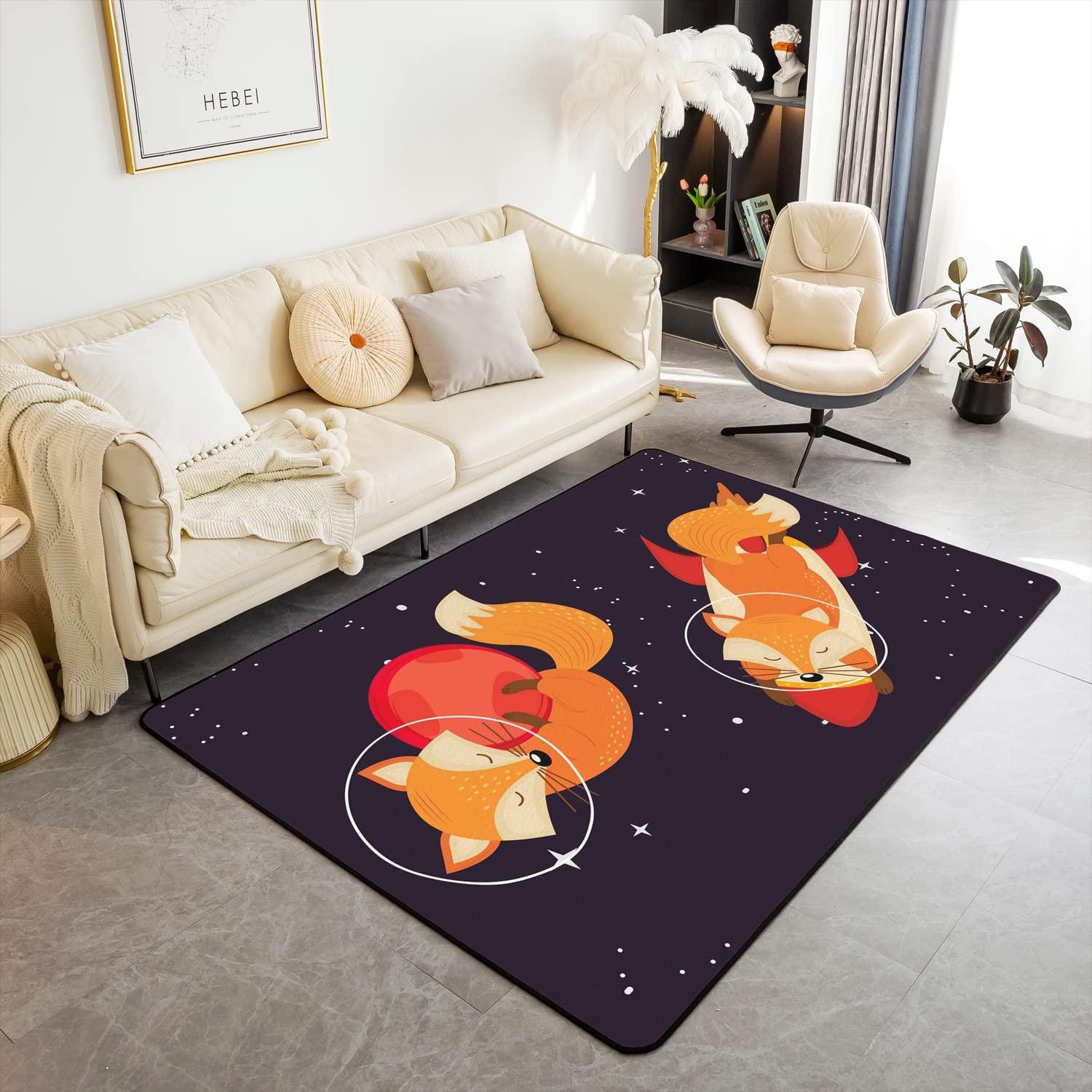 Tapis de sol renard 100 x 150 cm idéal pour créer un coin lecture cocooning