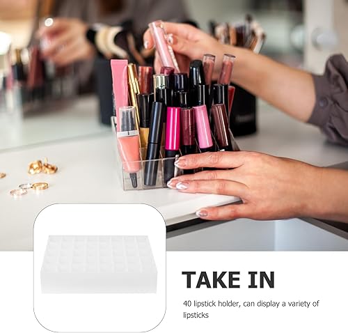 Miniatura 2 de FRCOLOR Caja de 40 ranuras para maquillaje, estuche para lápiz labial, estuche de almacenamiento de joyas, organizador de belleza, soporte para