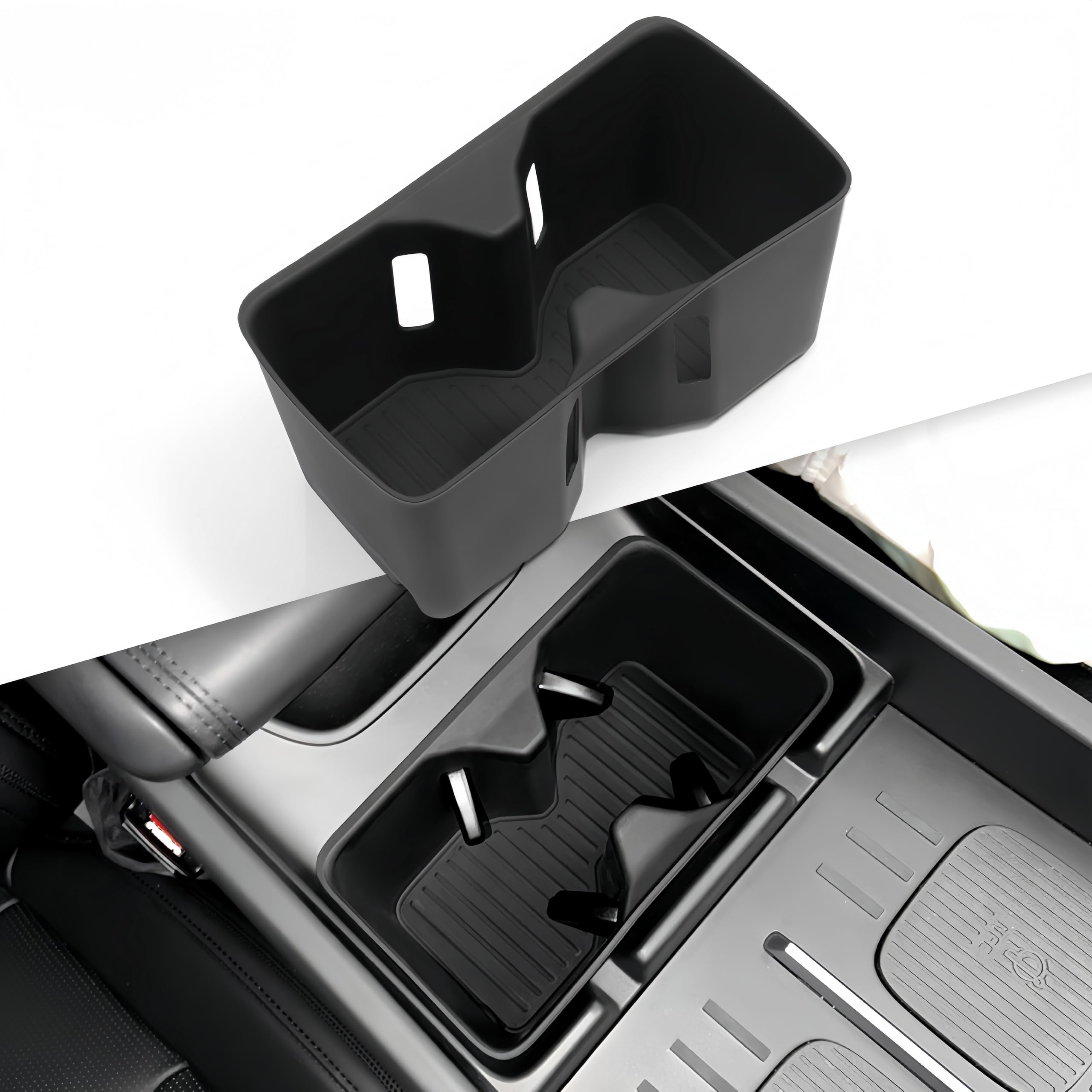 Cup Holder Insert for Hyundai Santa Fe 2026 2025 2024, Interior Accessories Center Console Silicone Cup Holder Cover Liner for Hyundai Santa Fe 2024-2026, Black