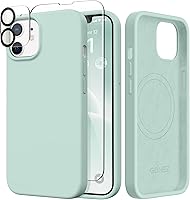 Vista 10 de GONEZ Funda de silicona para iPhone 14 Pro Max, compatible con MagSafe, con protector de pantalla + protector de lente de cámara, silicona líquida a