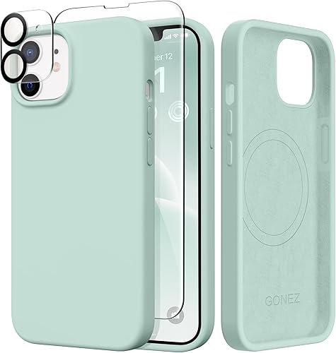 Miniatura 10 de GONEZ Funda de silicona para iPhone 14 Pro Max, compatible con MagSafe, con protector de pantalla + protector de lente de cámara, silicona líquida a