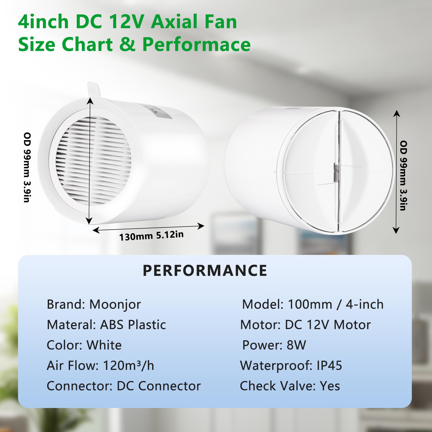 Ventilador de conducto en línea de 100 mm, extractor de 12 V CC, kit de ventilador axial con manguera de conducto de 2 m, regulador para baño, garaje, oficina, tienda de campaña, cocina
