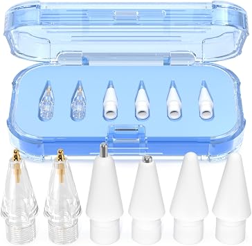 AZF Replacement Tips for Apple Pencil Pro/USB-C/2nd/1st Gen Tips6 Pack | Scratch Resistant Tips-for Apple Pencil All Generations- with Storage Case-Multiple Metal Tips Mixed Styles