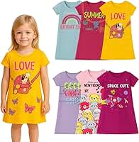 Kit 3 Vestidos Infantil Menina Verão Crianças Manga Curta Dia A Dia Para Sair