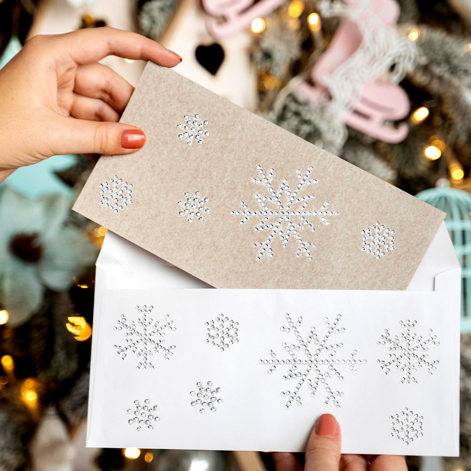 JarThenaAMCS 8 Blatt Winter Schneeflocke Aufkleber Weihnachten Schneeflocke Strass Abziehbilder Kristall Glänzend Dekorative Aufkleber für Weihnachten Umschlag Karte Scrapbook Geschenkpapier