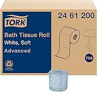 Tork Advanced 2-Ply Toilet Paper Rolls, White, T24 Dispenser Compatible, 80 Rolls x 500 Sheets, Soft Hygienic Tissue