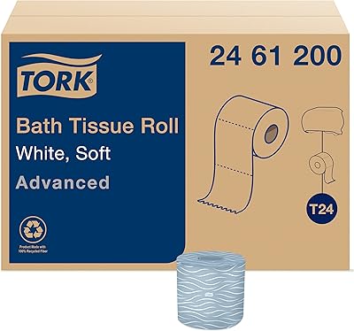 Tork Toilet Paper Roll White T24, Advanced, 2-Ply, 80 x 500 sheets, 2461200