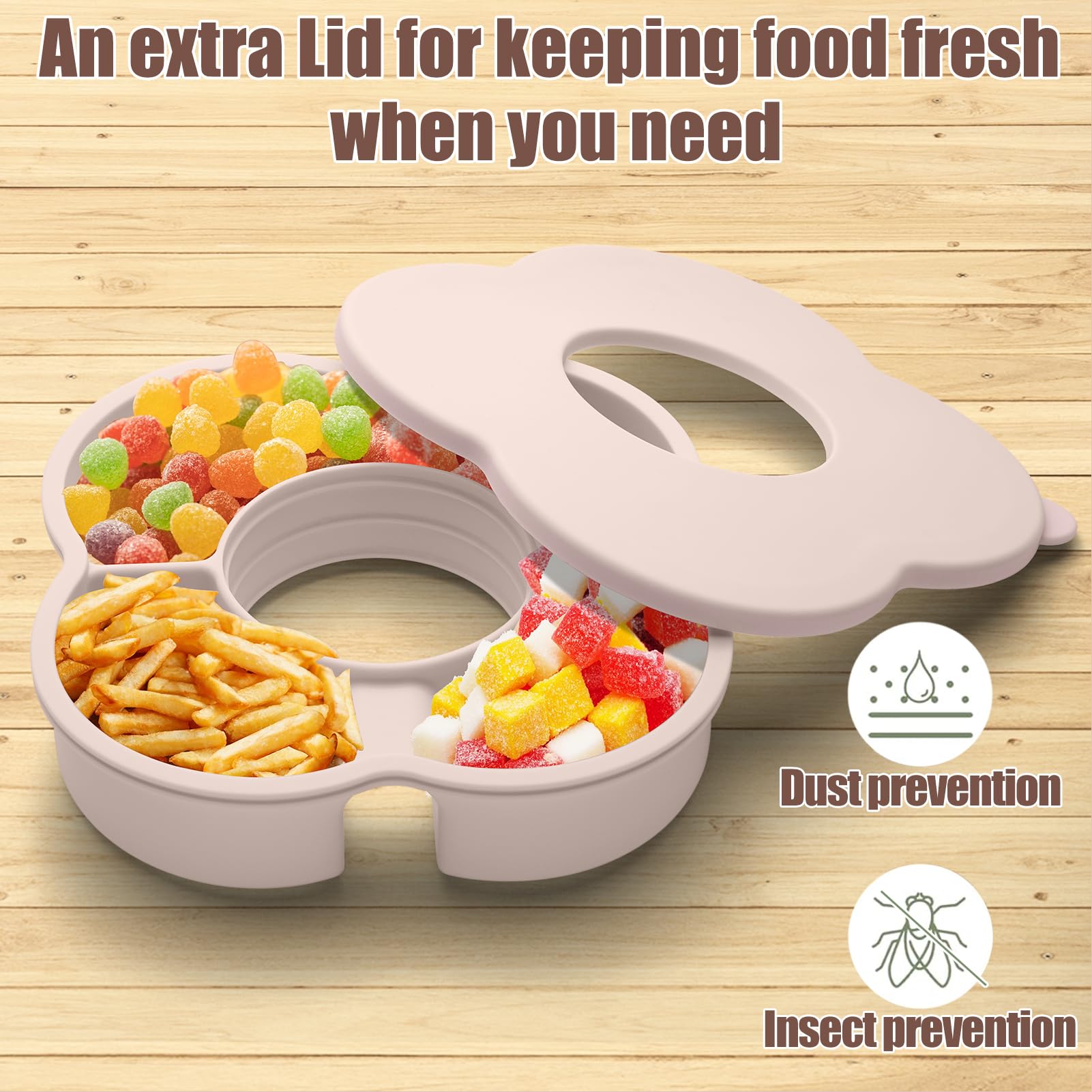 Zonyee Snack Bowl with Lid for Stanley 40oz Tumbler with Handle, Silicone Reusable Snack Tray Snack Ring for Stanley Cup Accessories,: Rose Quartz