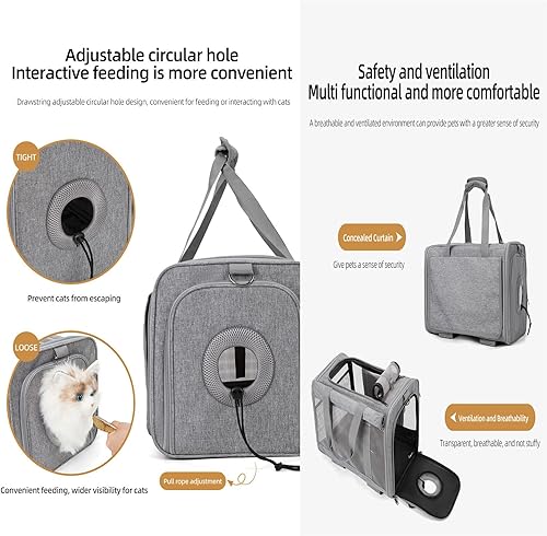 Miniatura 3 de Transportador de mascotas de aerolínea con ruedas – Ventilación de malla grande, cubierta de privacidad y ruedas desmontables para gatos/perros