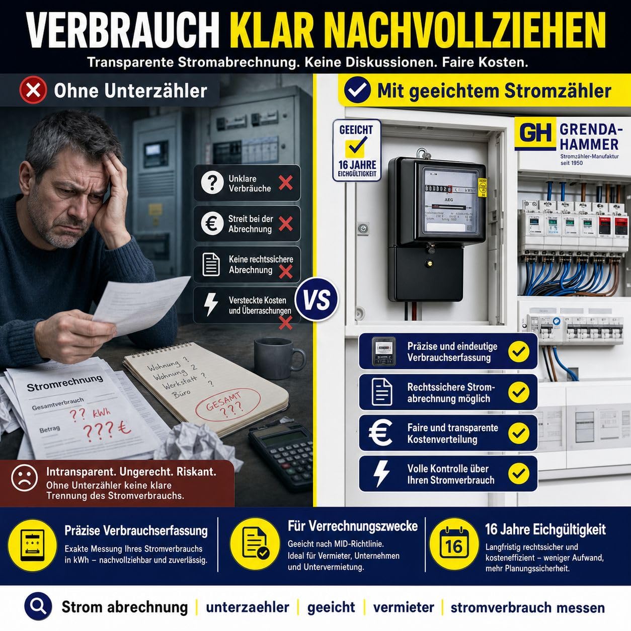 KDK Dornscheidt 111040 Wechselstromzähler 230V 10(40) A geeicht 16 Jahre für Verrechnungszwecke zugelassen, 1-phasiger Stromzähler mit Rollenzählwerk 5,1-stellig