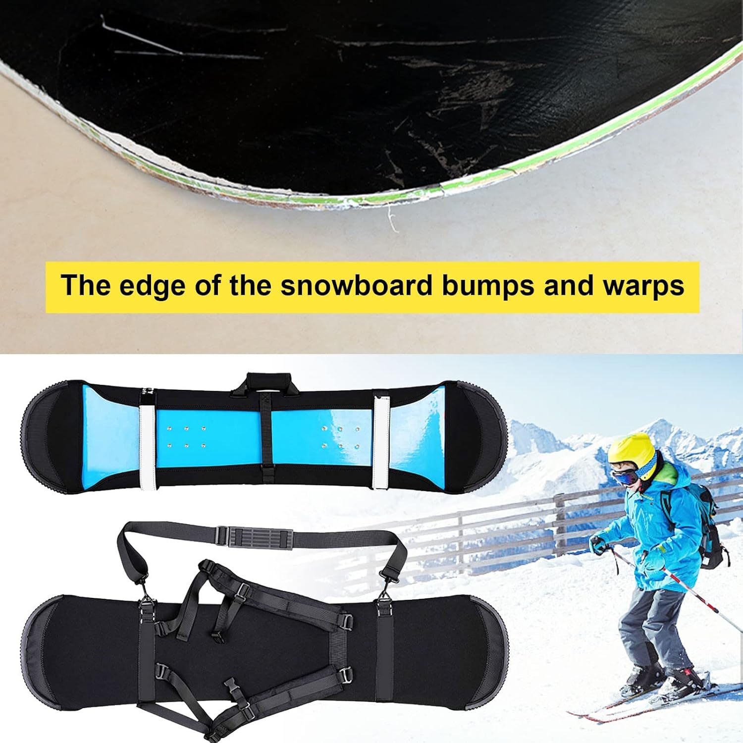 Snowboard Backpack for Kid, Snowboard Travel Bags for Flying with Detachable Strap, Snow Skiing Equipment for Travel & Storage