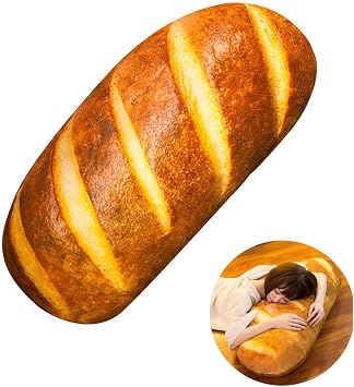 Suneast Funny 3D Simulation Bread Shape Pillow Soft Lumbar Back Cushion Plush Stuffed Toy Food Throw Pillow for Home Sofa Decor Gift - 60cm