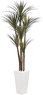 Nearly Natural 6.5â€™ Giant Yucca Artificial White Planter UV Resistant Silk Trees, Green